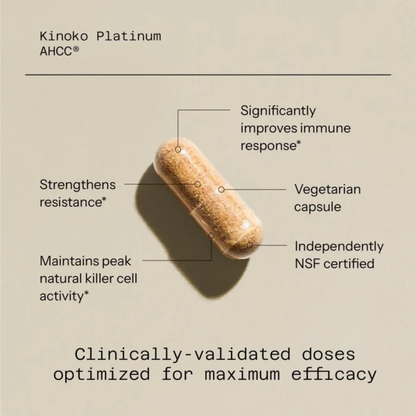 Quality of Life Kinoko Platinum AHCC 750mg, 60 Vegicaps - Image 3