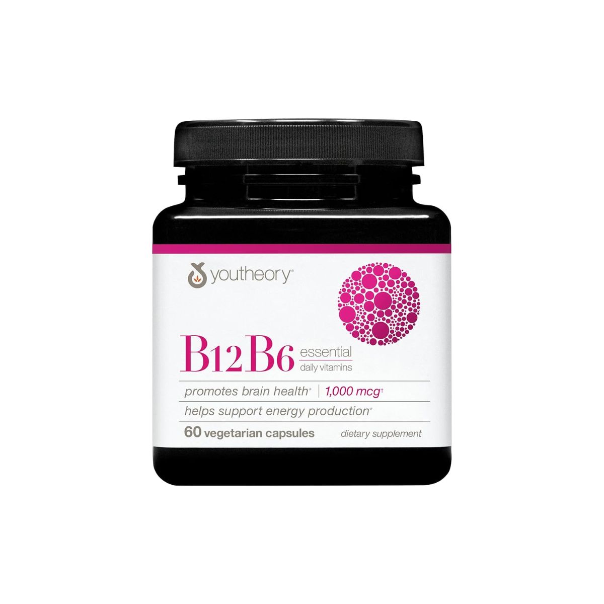 245 Youtheory B12 B6 Essential Daily Vitamins 60 Vegetarian Capsules - Image 1