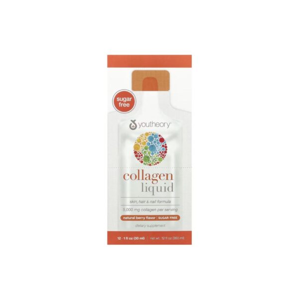 Youtheory Collagen on the Go Sugar-Free Liquid 5,000mg Collagen per Serving, Natural Berry Flavor (30ml)