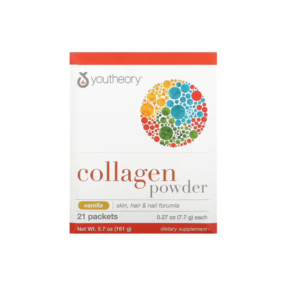 377 Youtheory Collagen Powder Vanilla 21 Packets (161g) - Image 1