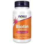 NOW Biotin 5,000 mcg 60 Veg Capsules - Image 2