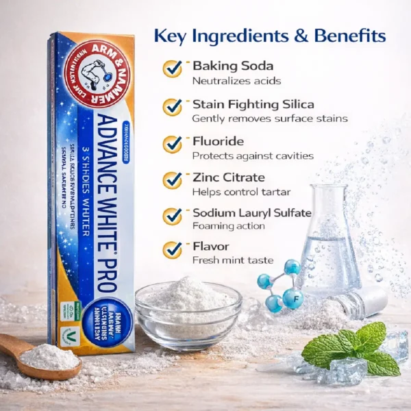 ARM & HAMMER Advance White Pro Toothpaste, 75ml - Whitening with Baking Soda - Image 2