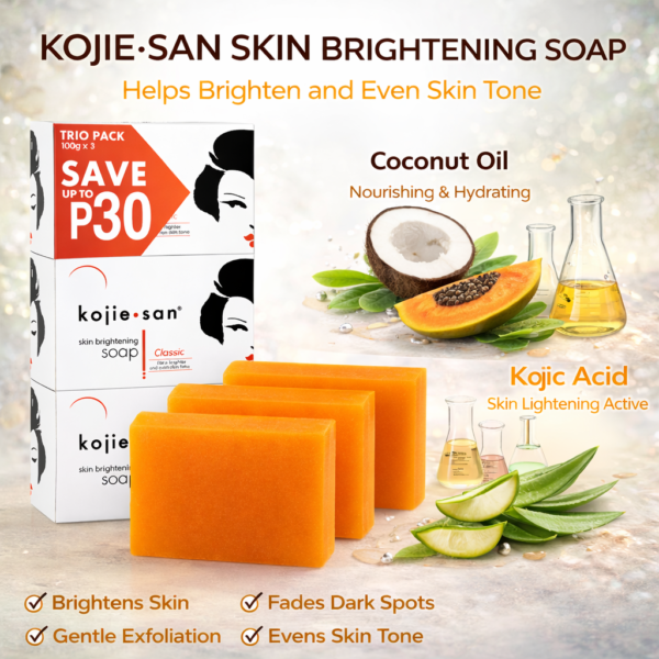 Kojie San Kojic Acid Brightening Soap Trio Pack 100g x 3 - Image 2