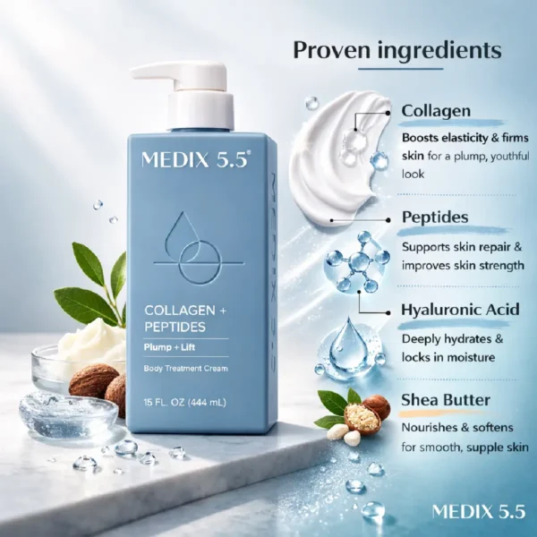 Medix 5.5 Body Cream Collagen + Peptides 444ml (Blue Jar) - Image 2