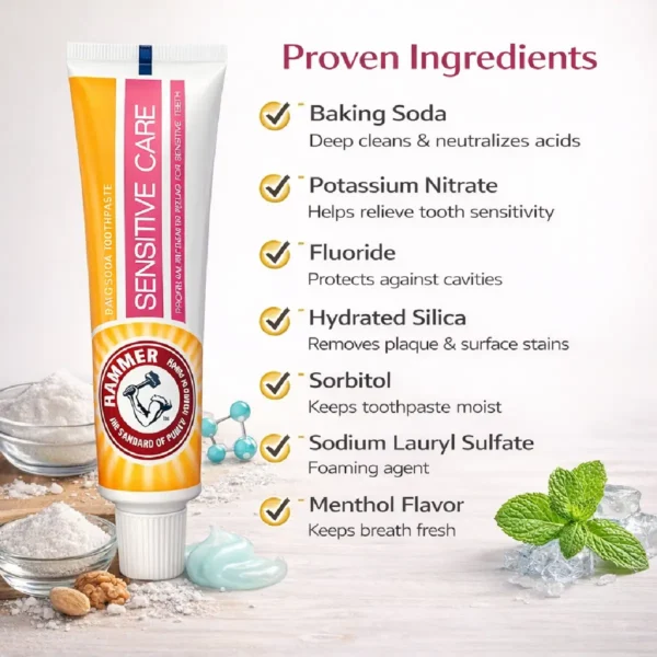 ARM & HAMMER Sensitive Care Toothpaste – Gentle Protection for Sensitive Teeth 125g - Image 2
