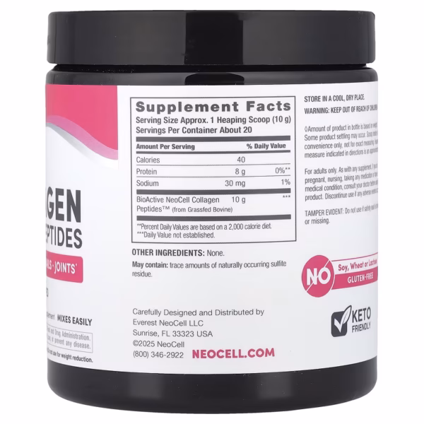 NeoCell Grass-Fed Collagen Peptides Powder Unflavored 200g - Image 2