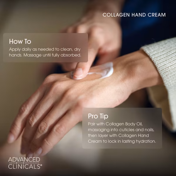 Advanced Clinicals Collagen Hand Cream Moisturizer 8 fl oz (237 ml) - Image 3