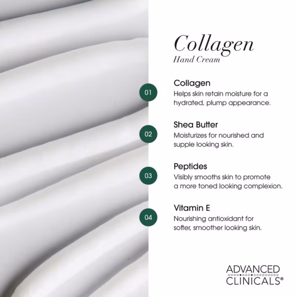 Advanced Clinicals Collagen Hand Cream Moisturizer 8 fl oz (237 ml) - Image 4