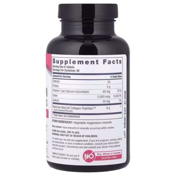 NeoCell Grass-Fed Collagen Peptides with Vitamin C & Biotin – 180 Tablets - Image 2
