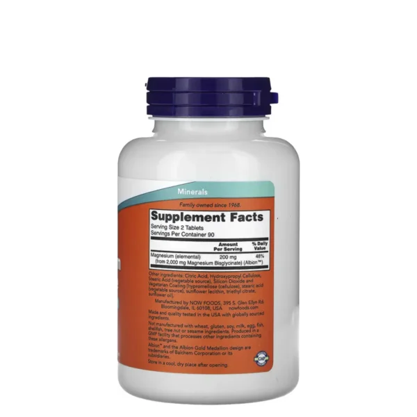 NOW Magnesium Glycinate 180 Tablets - Image 2