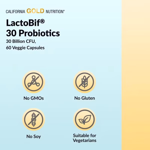 California Gold Nutrition LactoBif® Probiotics 30 Billion CFU – 60 Veggie Capsules - Image 6
