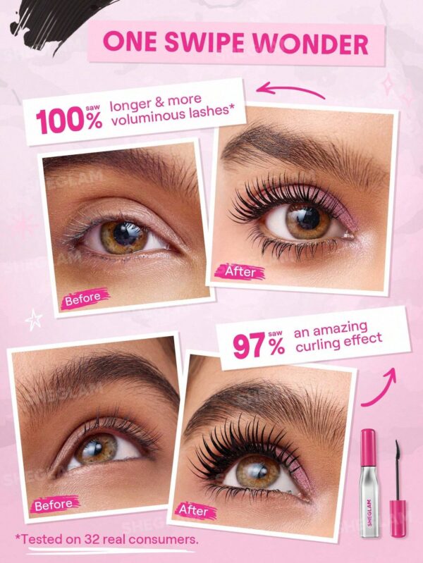 SHEGLAM Lashlighter Up & Out Volumizing & Curling Mascara (Pink) 8ml - Image 5