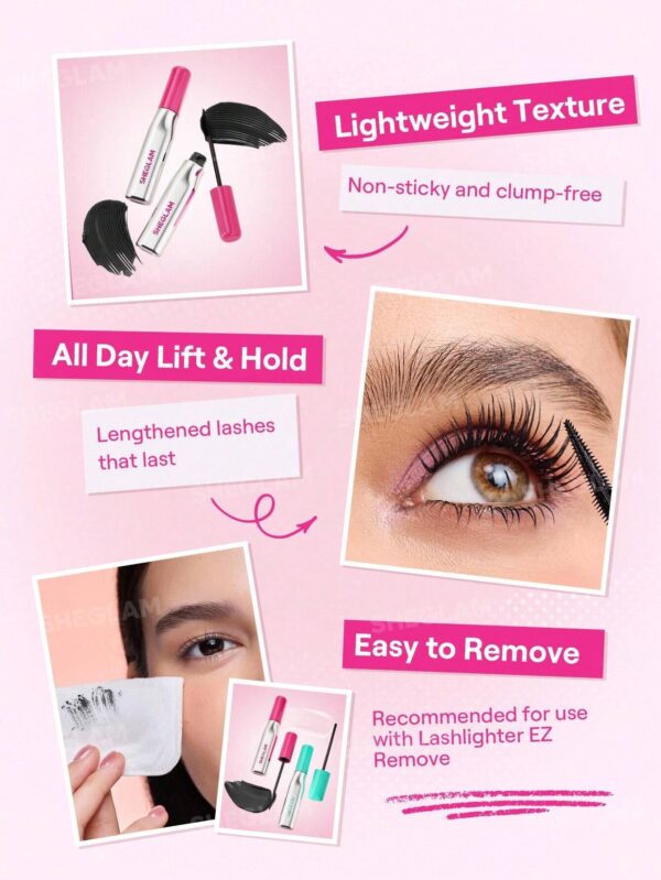 SHEGLAM Lashlighter Up & Out Volumizing & Curling Mascara (Pink) 8ml - Image 4