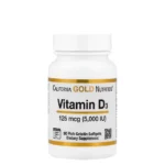 California Gold Nutrition Vitamin D3 125 mcg (5,000 IU) - 90 Fish Gelatin Softgels
