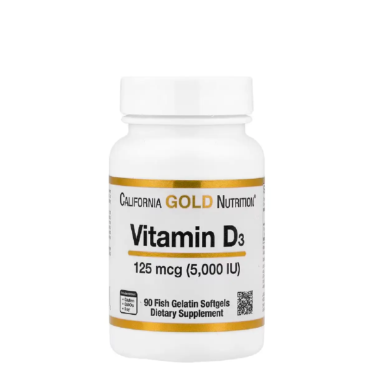 New Project (79) California Gold Nutrition Vitamin D3 125 mcg (5,000 IU) - 90 Fish Gelatin Softgels - Image 1